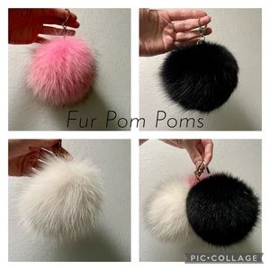 Fox fur keychain Pom poms charms for purse